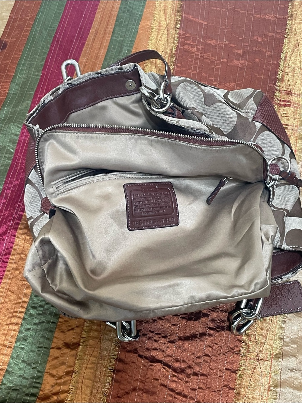 Coach Chelsea Jayden Brown Canvas Carryall Tote with Leather Trim No. G1173-1780 - Picture 10 of 16